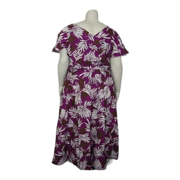 NWT TANYA TAYLOR Lonna Purple Tie Front Floral Poplin Midi Dress Size 20 Plus - Picture 14 of 16